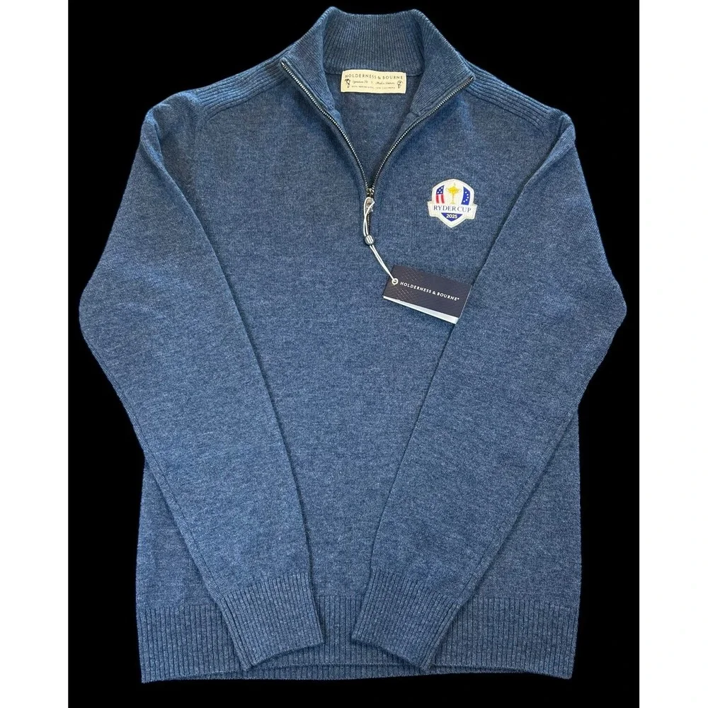 2025 Ryder Cup Mens Holderness & Bourne Wool & Cashmere Golf Sweater Navy Blue⛳️